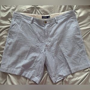 Chaps Blue and White Striped Seersucker Shorts 100% Cotton Size 40 9” Inseam